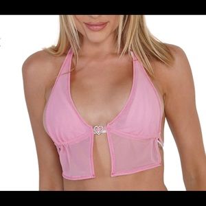 Pink Mesh Halter Top